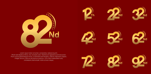 anniversary logotype vector set, gold color can be use for special day celebration
