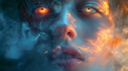 Fantasy movie poster, emotionally charged portrait, depths of emotion and vibrant colors, capturing the soul's journey.