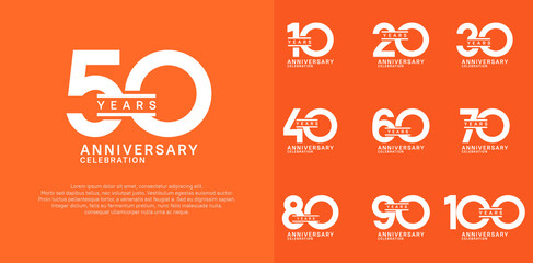 anniversary logotype vector set with white color for special celebration