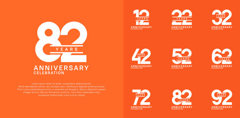 anniversary logotype vector set with white color for special celebration
