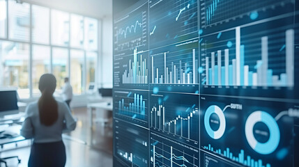 Statistics of business concept. Finance chart. Financial planning. Data analysis. Modern office and communication network concept. Artificial intelligence