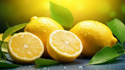 Delicious Lemons with water drops