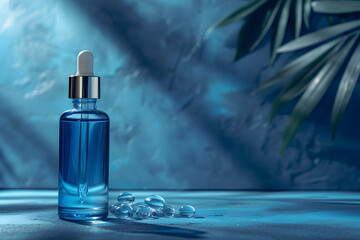 Il fascino seducente della bottiglia di profumo blu - obrazy, fototapety, plakaty