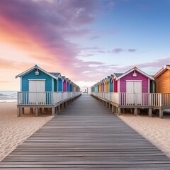 Colorful huts by the sea