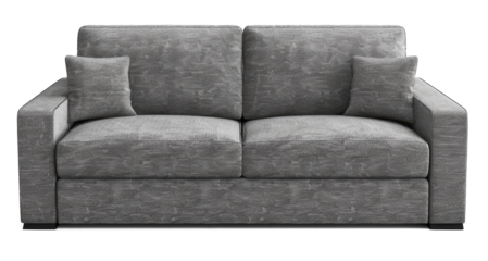 Modern Grey Sofa, png file of isolated cutout object on transparent background with shadow	