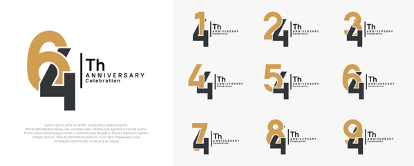 anniversary vector design set with brown and black color can be use for special moment