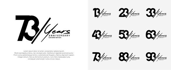 anniversary logotype vector design with slash and handwriting black color for special day