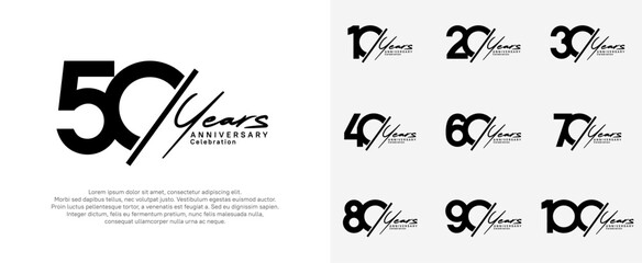 anniversary logotype vector design with slash and handwriting black color for special day