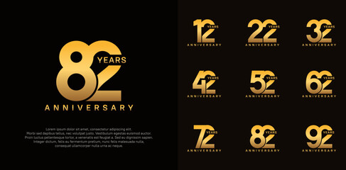 anniversary logotype vector set with golden color for special celebration day