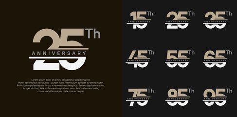 anniversary vector set design with brown and white color for celebration day
