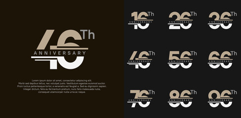 anniversary vector set design with brown and white color for celebration day