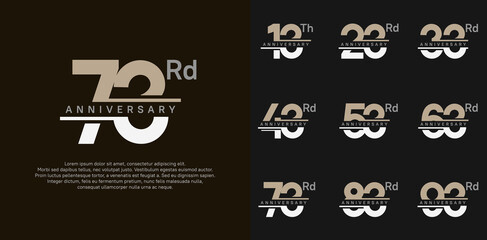 anniversary vector set design with brown and white color for celebration day