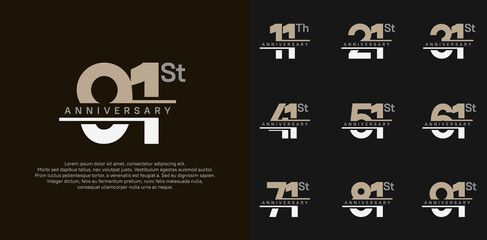 anniversary vector set design with brown and white color for celebration day