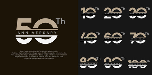 anniversary vector set design with brown and white color for celebration day