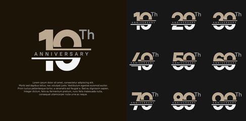 anniversary vector set design with brown and white color for celebration day