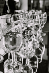Black and White Wine Glasses at the Bar