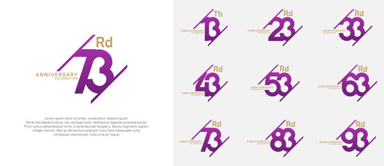 anniversary logotype vector set with purple and gold color can be use for celebration purpose