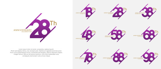 anniversary logotype vector set with purple and gold color can be use for celebration purpose