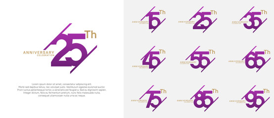 anniversary logotype vector set with purple and gold color can be use for celebration purpose