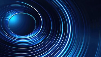 Obraz premium Abstract glowing circle lines in 7 colors on a dark blue background. geometric line art design modern shiny blue lines future technology concept