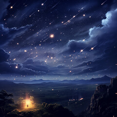 Fototapeta premium Road under star sky