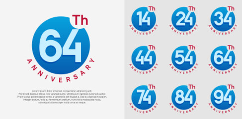 anniversary logotype vector set with blue color circle can be use for celebration moment