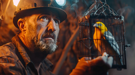 Canary in a coal mine concept, a historical mining practice to warn of dangerous conditions