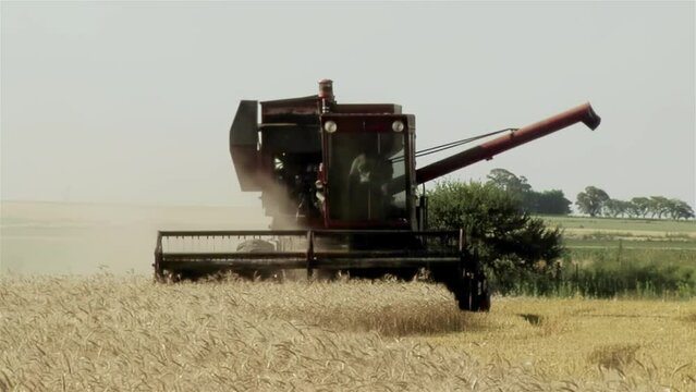 A Combine Harvester in the Field in the Province of Entre Rios, Argentina.