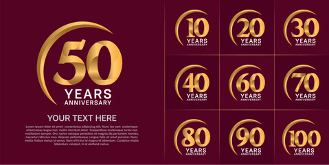 Set of Anniversary Logotype golden color can be use for special day celebration