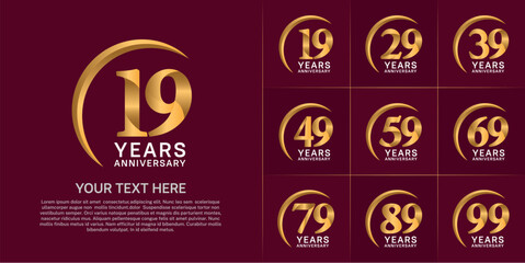Set of Anniversary Logotype golden color can be use for special day celebration