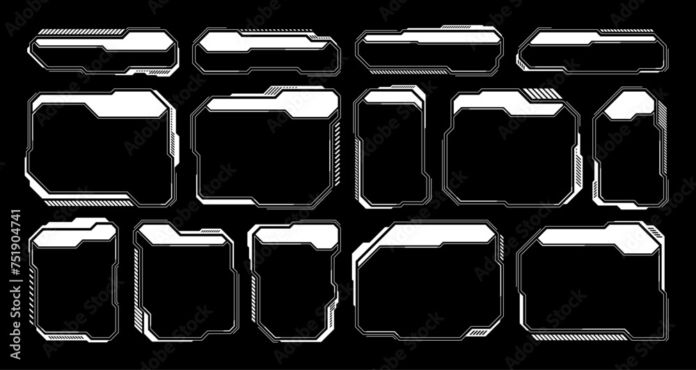 Poster white futuristic hud, ui elements. sci-fi user interface text boxes, callouts. warning message frame