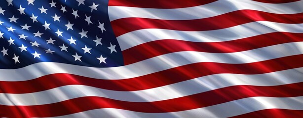 American Flag Wave Close Up for Memorial Day or 4th of July. Banner