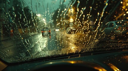 storm rain on windshield