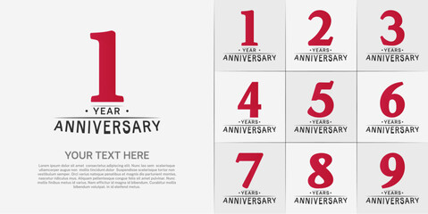 Set of Anniversary Logotype black and red color can be use for special day celebration