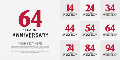 Set of Anniversary Logotype black and red color can be use for special day celebration