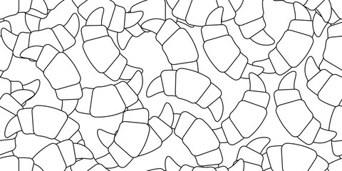 black white croissant seamless pattern