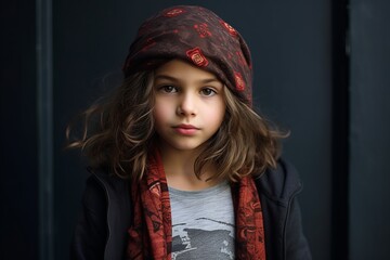 Portrait of a cute little girl in a red bandana.