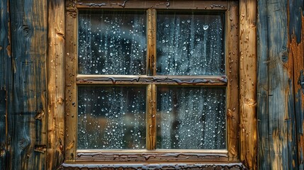 glass wood frame window rain
