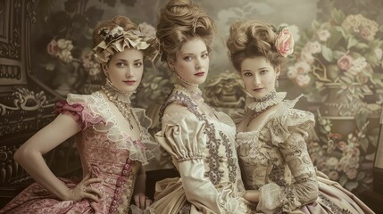 etiquette victorian ladies - obrazy, fototapety, plakaty