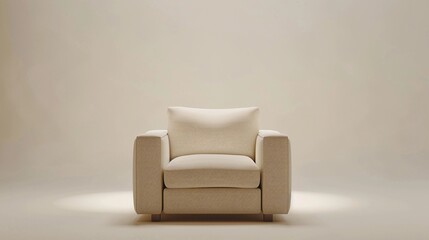 Modern minimalist chair positioned elegantly on a white background, focus on the clean lines, simple silhouette, and subtle details of the chair's design, generative AI