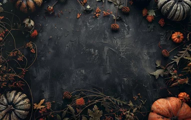 Poster Crâne aquarelle Pumpkin halloween theme background. copy text space.