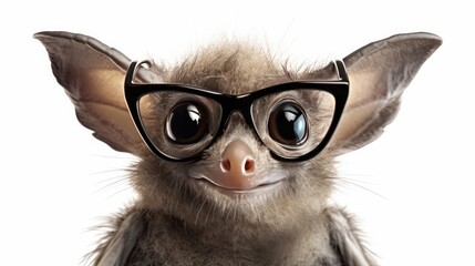 black mouse wearing glasses on a white background