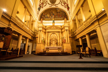 The sanctuary of a cathedral prior to evening mass