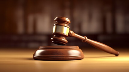 Stunning light background of wooden judge gavel in court
