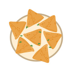 Samosas Indian Snack Food illustration