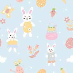 Obraz na płótnie Canvas seamless pattern of cute cartoon rabbit illustration