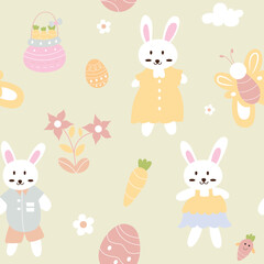Fototapeta premium seamless pattern of cute cartoon rabbit illustration