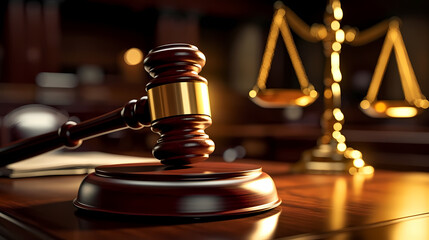 Legal concept image gavel bokeh, law and authority lawyer concept