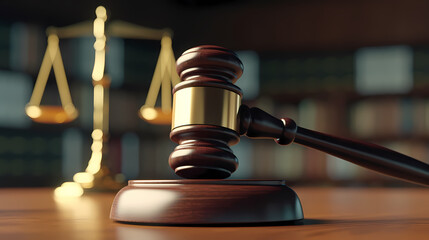 Legal concept image gavel bokeh, law and authority lawyer concept