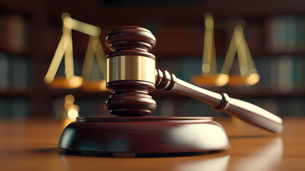 Legal concept image gavel bokeh, law and authority lawyer concept